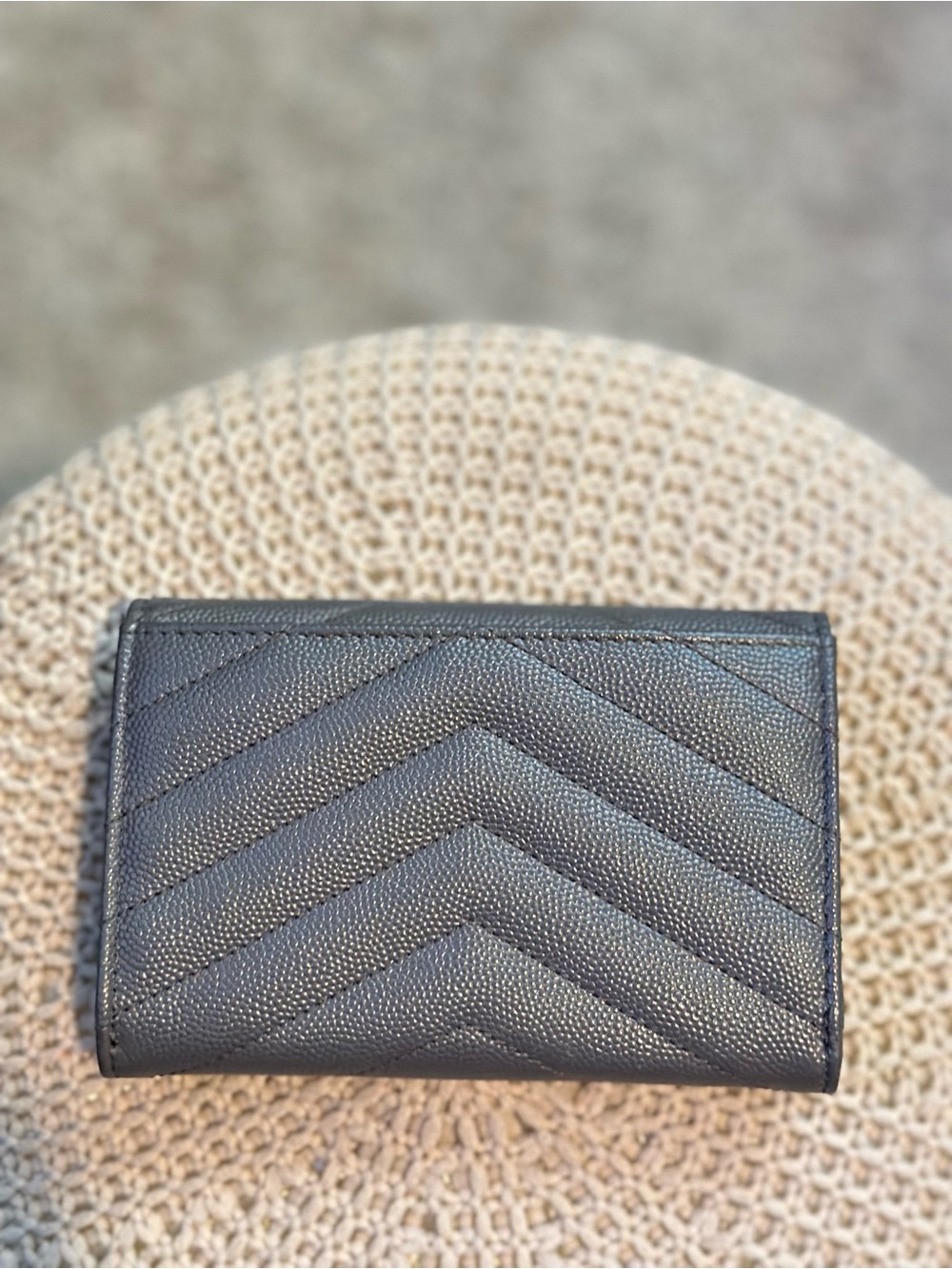 Authentic Saint Laurent Gray Quilted Leather Wallet with Silver YSL Emblem - Picture 7 of 14